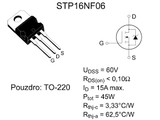 Transistor STP16NF06FP Mosfet TO220 CH-N 60 V 11 A
