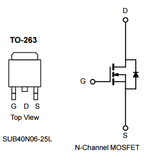 Transistor SUB40N06-25L Mosfet Pequeña Señal CH-N 60 V 25 A