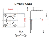 Switch Push Mini sin Base 2 Pines 5 mm