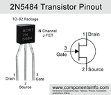Transistor 2N5484 JFET Pequeña Señal CH-N 25 V 5 mA