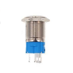 Switch Push 3A 12V - 24V V 1 Polo, 2 Tiros (NA/NC) Redondo Metálico Iluminado