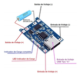 Módulo Cargador Batería de Litio 1 A Micro USB-B 5 V TP4056