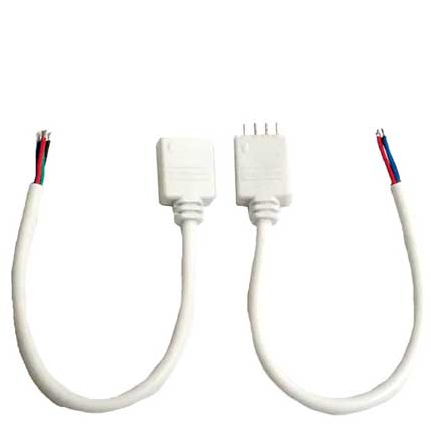 Juego de Conector Plug y Jack de Alimentación para Tira de LEDs RGB Hembra - Macho