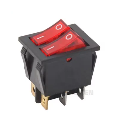 Switch Balancín 20A/125V 16A/250V 2 Polos, 2 Tiros, 2 Posiciones Enclave (ON-OFF) Rectangular Iluminado