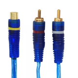 Cable "Y" 0.34 m Jack RCA a 2 Plug RCA Transparente Azul