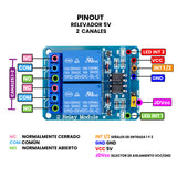 Módulo de 2 Relevadores 5 V con Optoacoplador