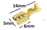 Terminal Eléctrica Faston Hembra 3/16" para Cable 16-14 AWG Desnuda