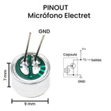 Pastilla Micrófono Electret 9.7 mm con 2 Pines