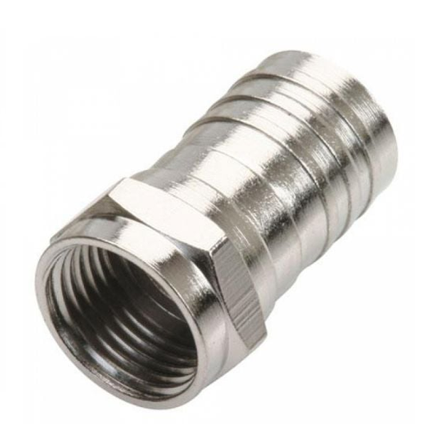 Conector Coaxial Tipo F (Campana) RG-6 con Aro Integrado