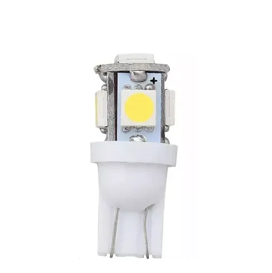 Foco Automotriz Pellizco T10 12 V de 5 LED 5050 Blanco Frío