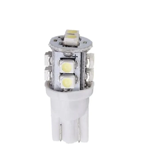Foco Automotriz Pellizco T10 12 V de 10 LEDs 3528 Blanco Frío
