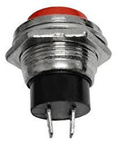 Switch Push 3A 125V 1 Polo, 1 Tiro Momentáneo (NA) Redondo Metálico Rojo