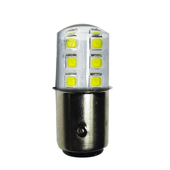 Foco Automotriz Bayoneta 1157 2 Filamentos 12 V de 24 LEDs 2835 Fijo Patas Disarejas Blanco Frío