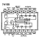 74LS155 TTL Demultiplexor y Decodificador de 2 a 4 Líneas con SalidasPolo