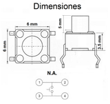 Switch Push Mini sin Base 4 Pines 5 mm
