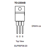 Transistor SUP65P06-20  Mosfet TO220 CH-P 60 V 65 A