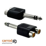 Adaptador "Y"'  Plug 6.3 mm Estéreo a  2 Jack RCA