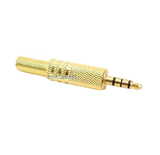 Plug 3.5 mm 3 Bandas para Extensión Metálico Dorado con Protector de Cable