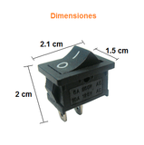 Switch Balancín 6A/125V 3A/250V 1 Polo, 1 Tiros, 2 Posiciones Enclave (ON-OFF) Rectangular Mini